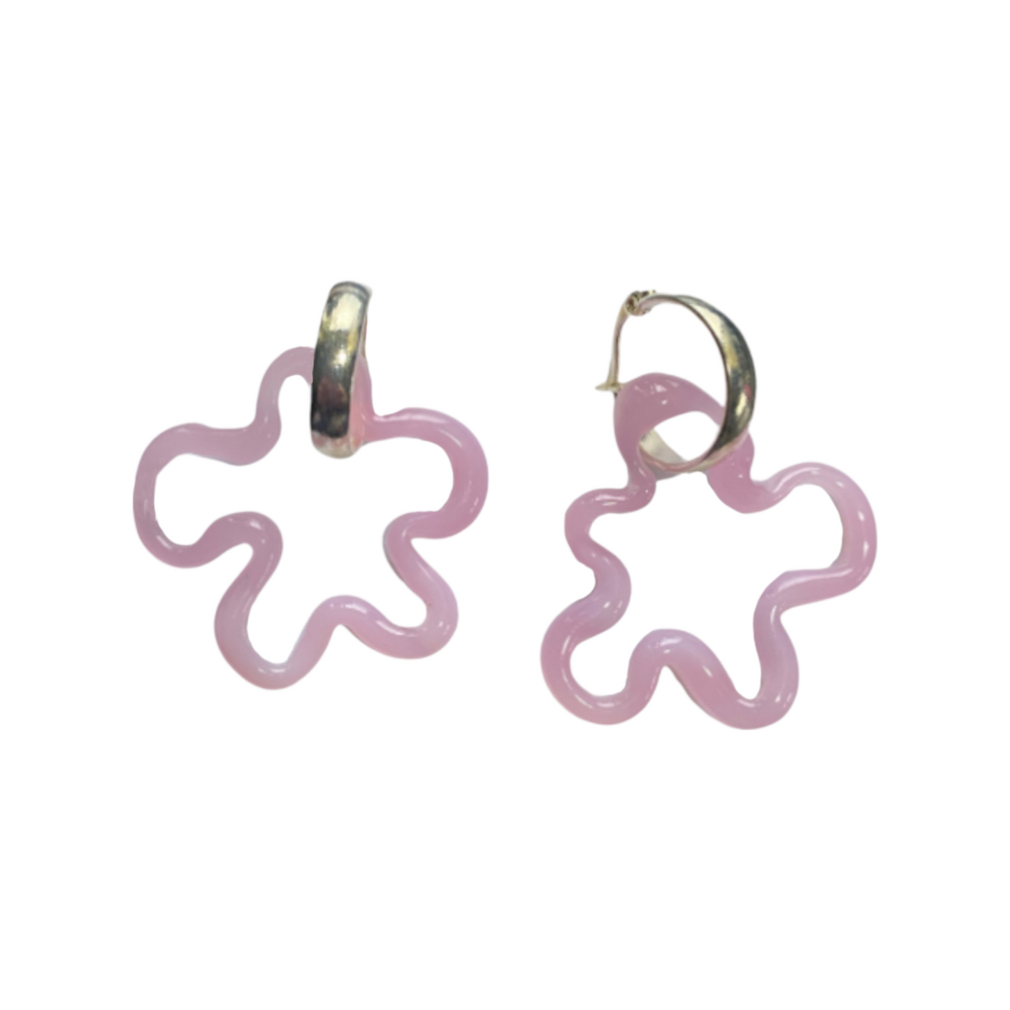 Quartz Murano Glass Squiggle Charm Hoops