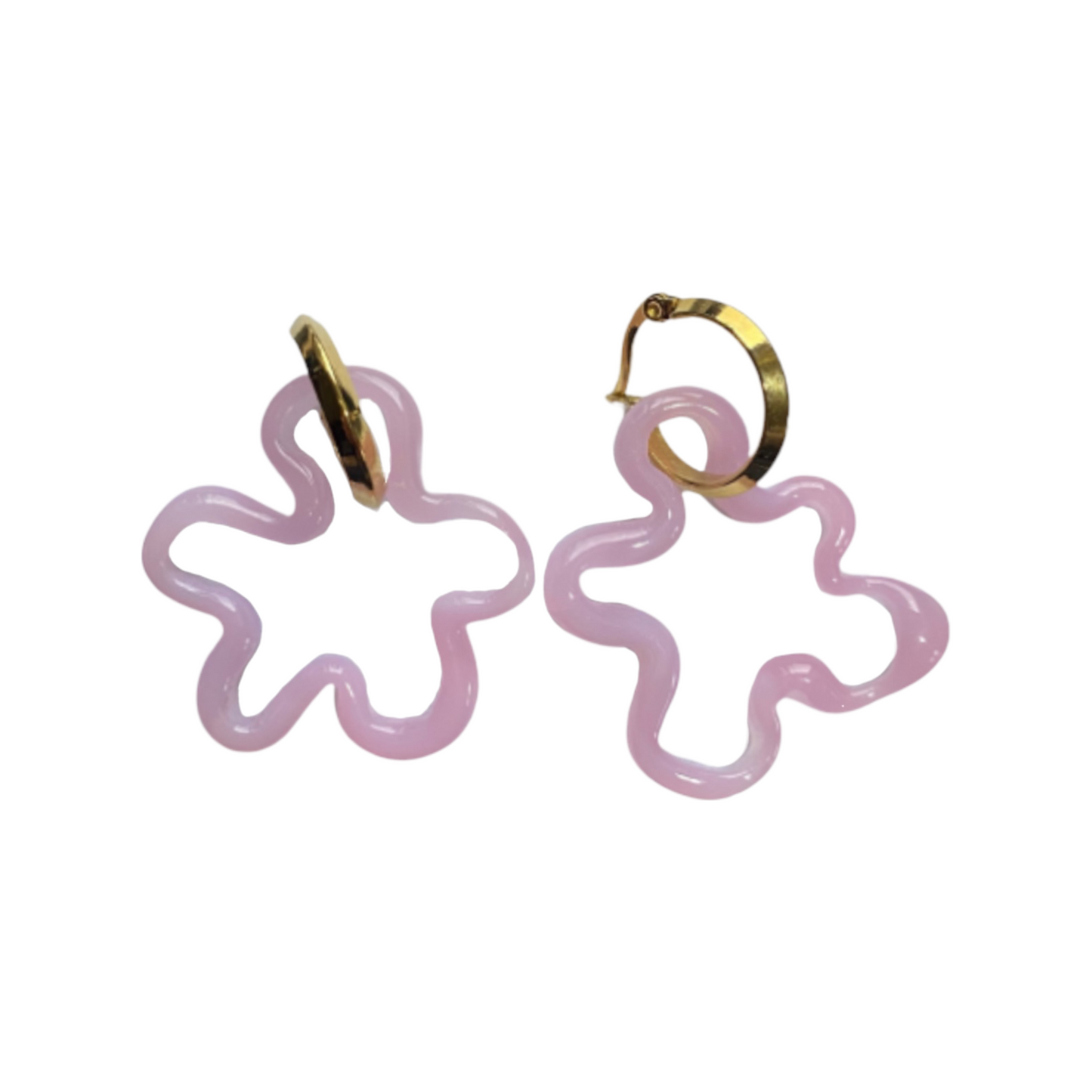 Quartz Murano Glass Squiggle Charm Hoops