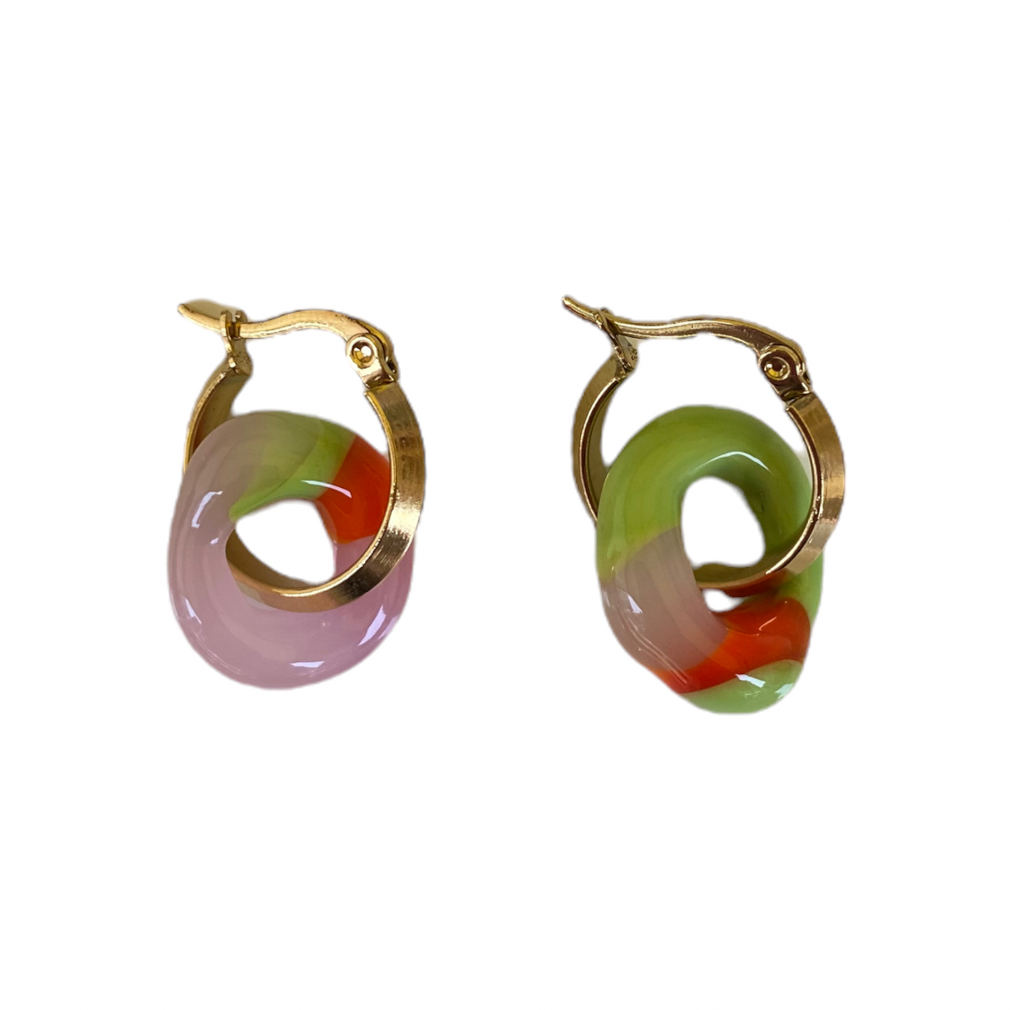 Zero Waste Murano Glass Donut Drop Hoops