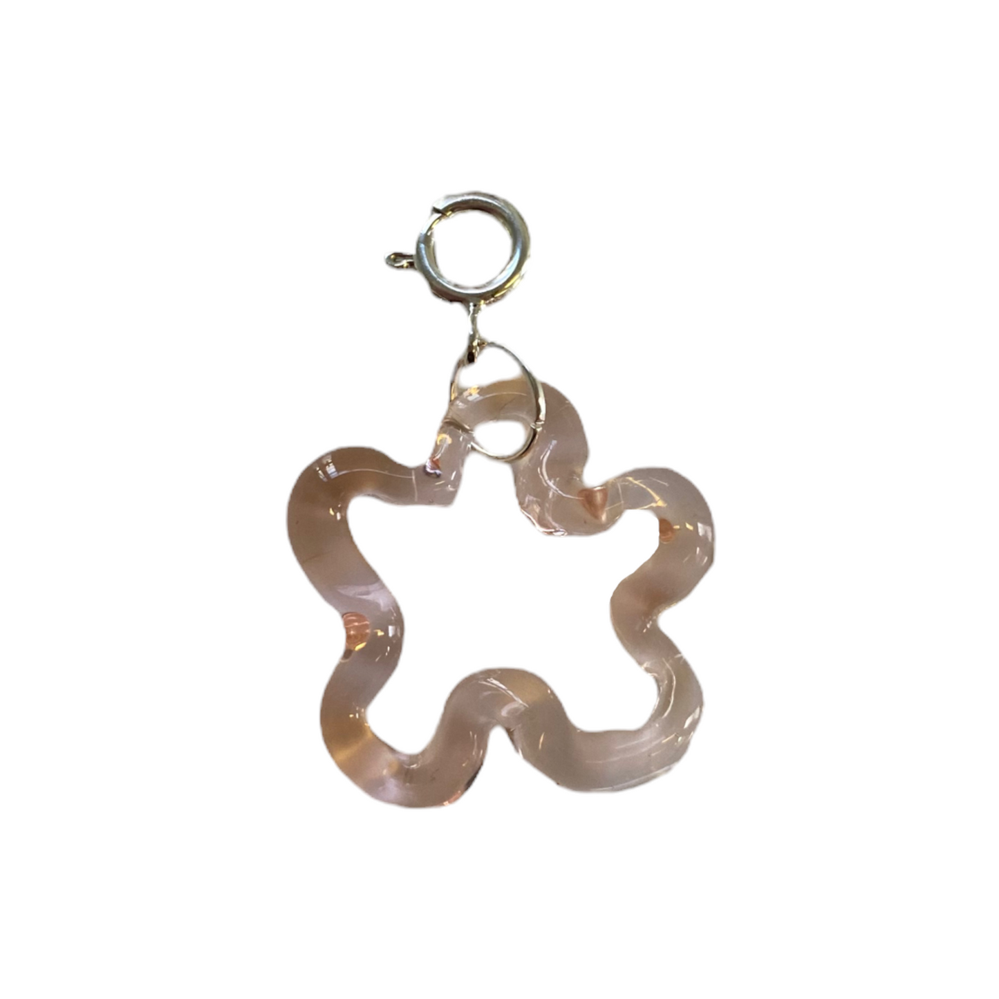 Clear Pink Murano Glass Squiggle Charm
