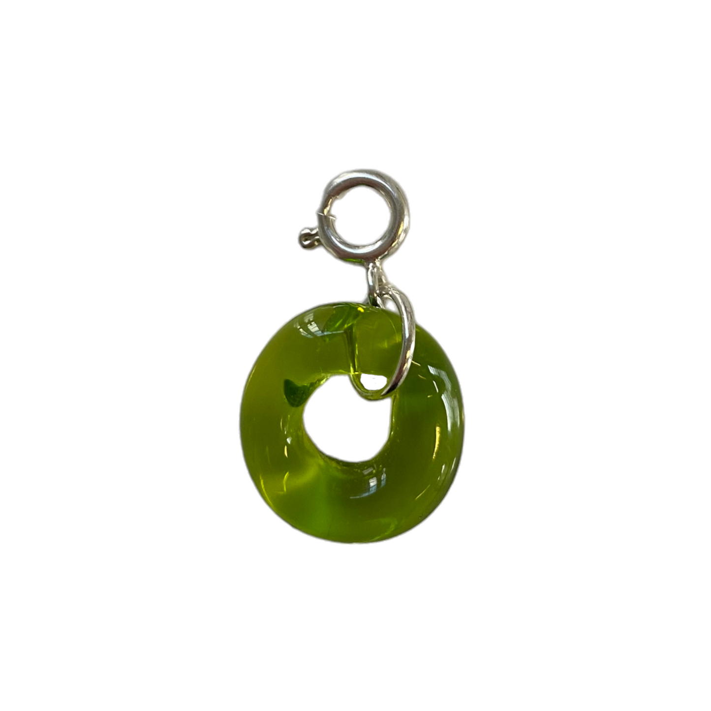 Clear Green Murano Glass Donut Charm (Medium)