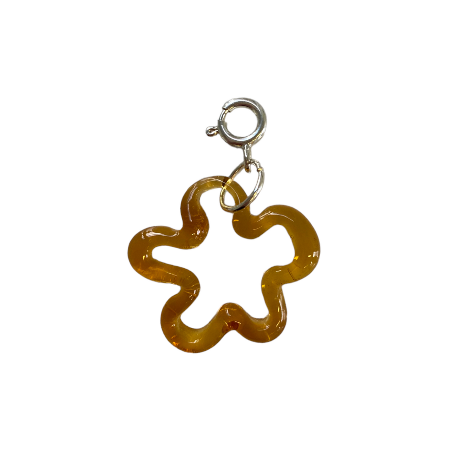 Clear Amber Murano Glass Squiggle Charm