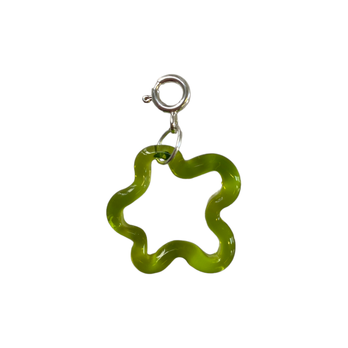 Clear Green Murano Glass Squiggle Charm