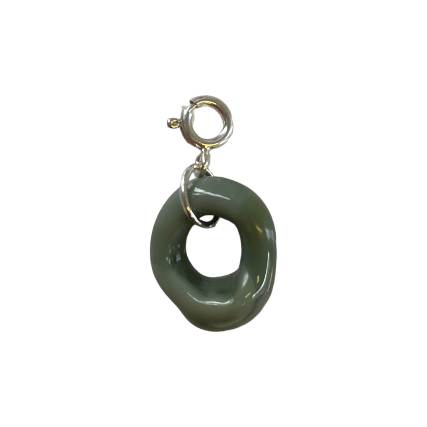 Opaque Grey Murano Glass Donut Charm (Medium)