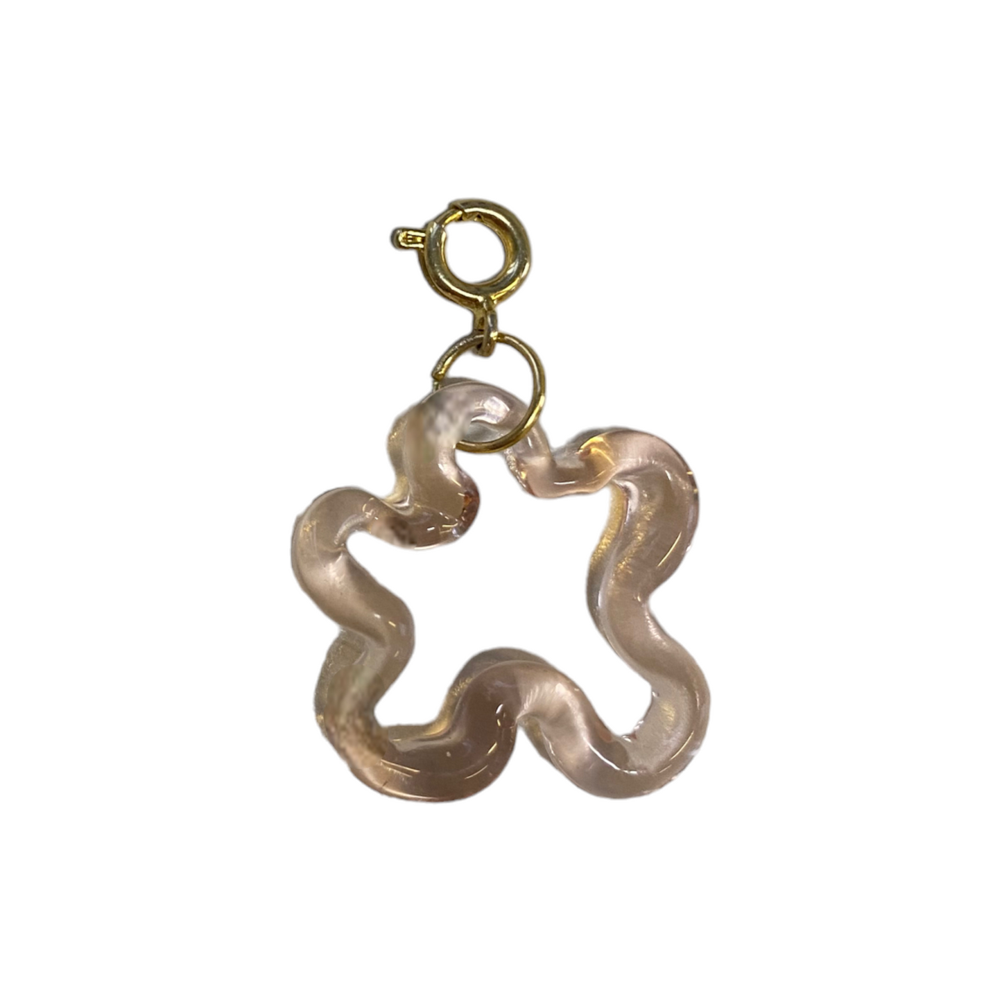 Clear Pink Murano Glass Squiggle Charm