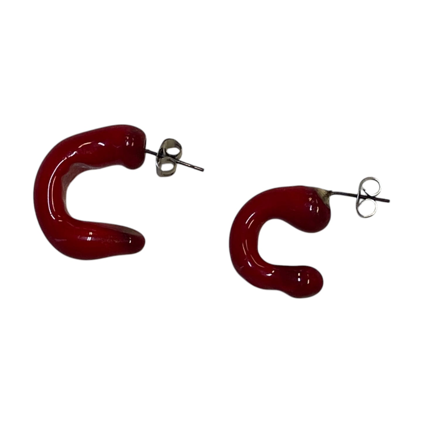 Red Half Hoop Pair