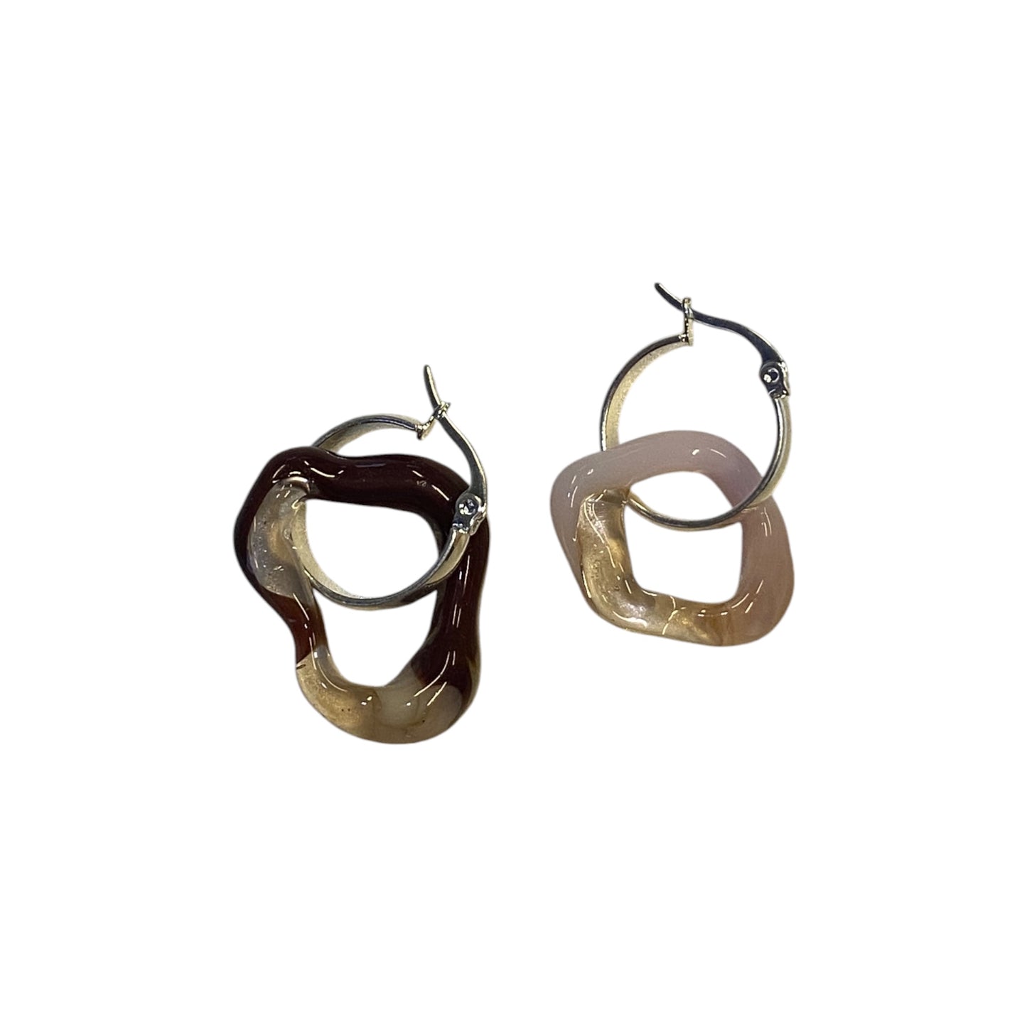 OrganicLarge Donut Hoops - Brown/ Clear Pink