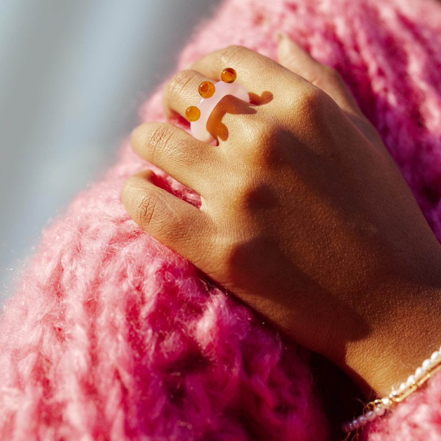 Quartz Amber Peachy Ailie Bubble Ring.