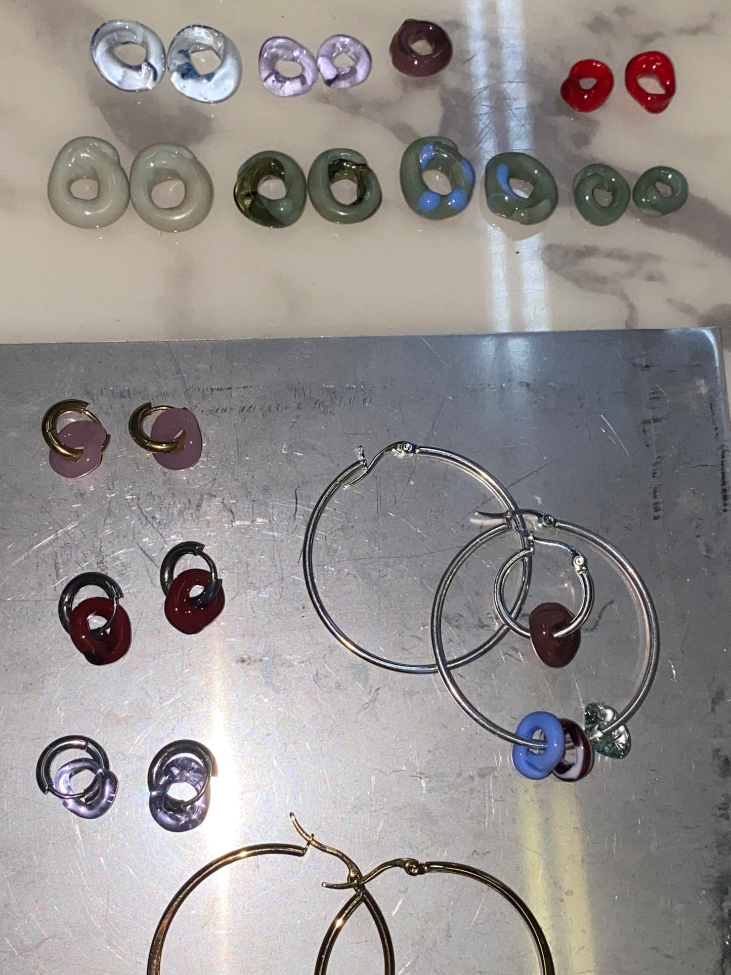 Large Stainless Steel Silver Hoops