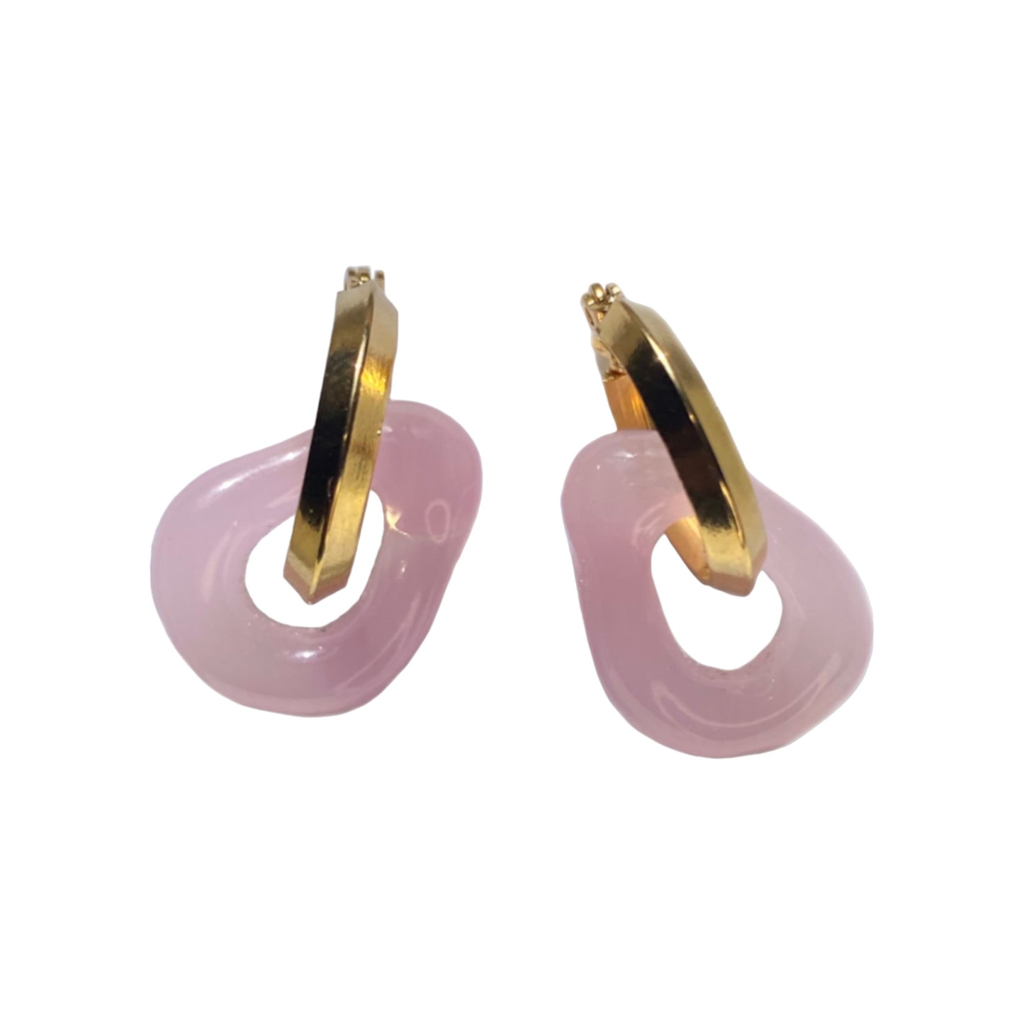 Quartz Murano Glass Donut Drop Charm Hoops.