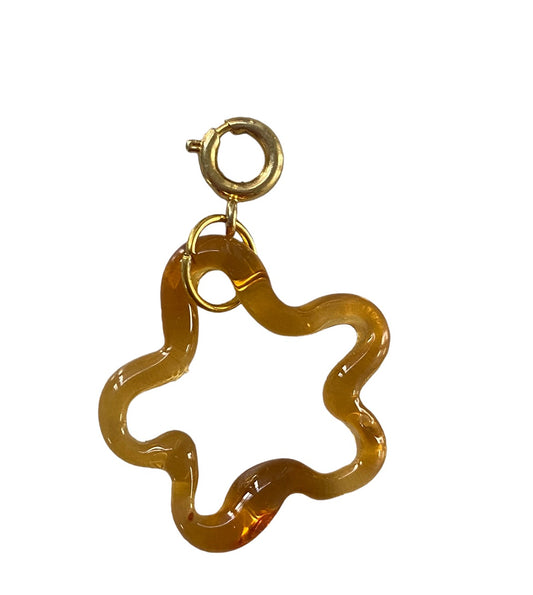 Clear Amber Murano Glass Squiggle Charm