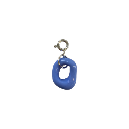 Opaque Blue Medium Murano Glass Donut Charm