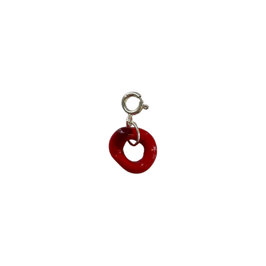 Opaque Red Murano Glass Donut Charm (Small)