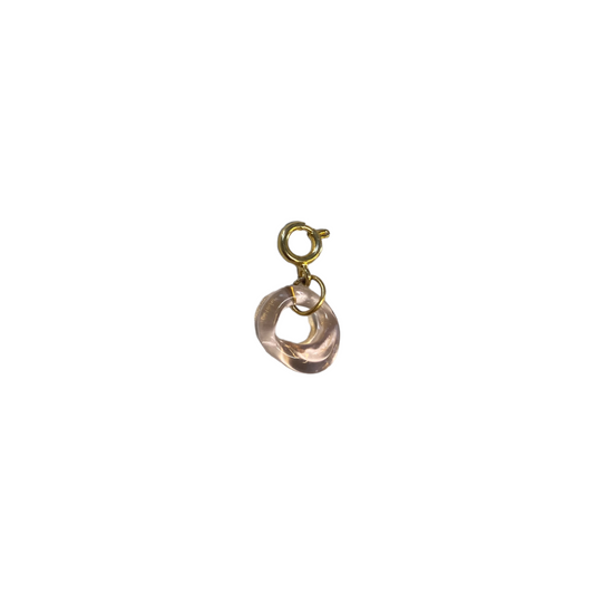 Clear Pink Amber Murano Glass Donut Charm
