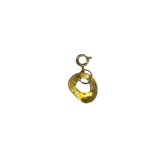 Clear Yellow Murano Glass Donut Charm (Small)