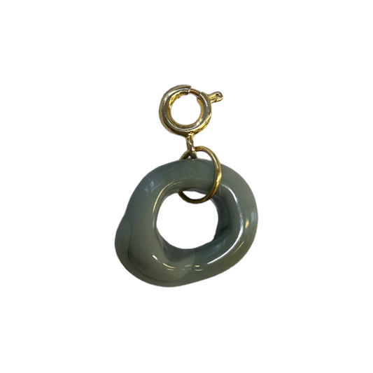 Opaque Grey Murano Glass Donut Charm (Medium)