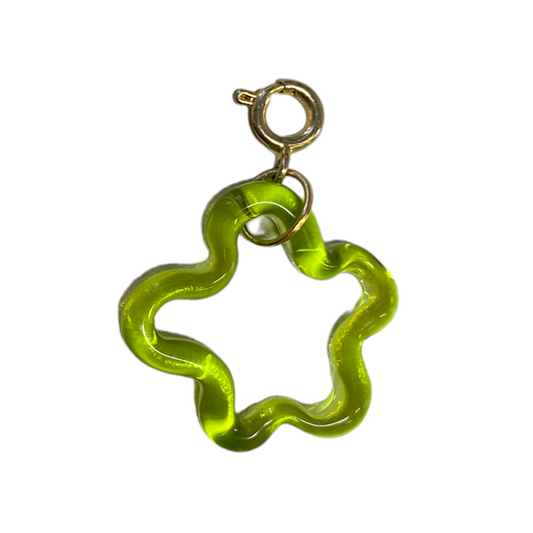 Clear Green Murano Glass Squiggle Charm