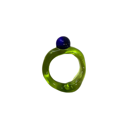 Green and Blue Murano Glass Bubble Ring.