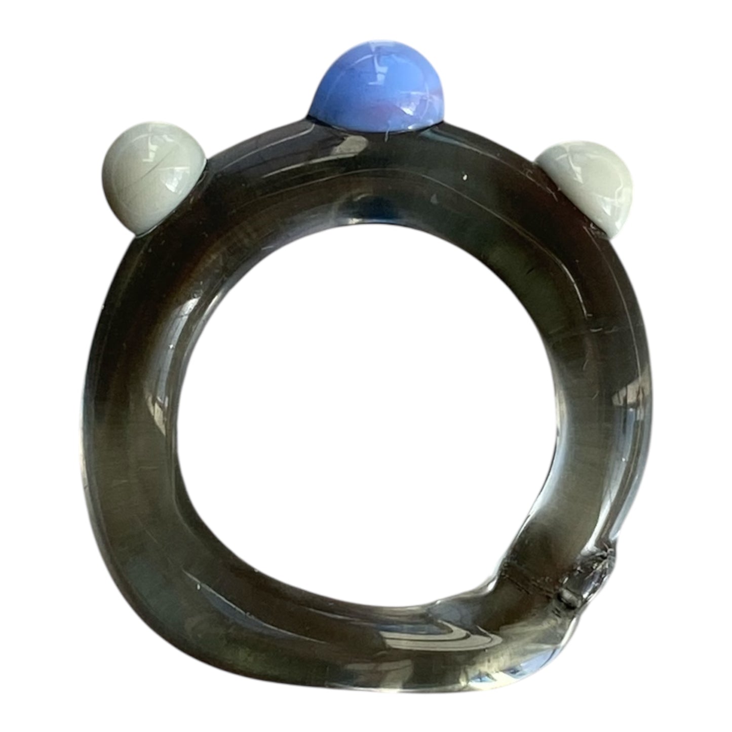 Grey Light Sage Blue Bubble Ring