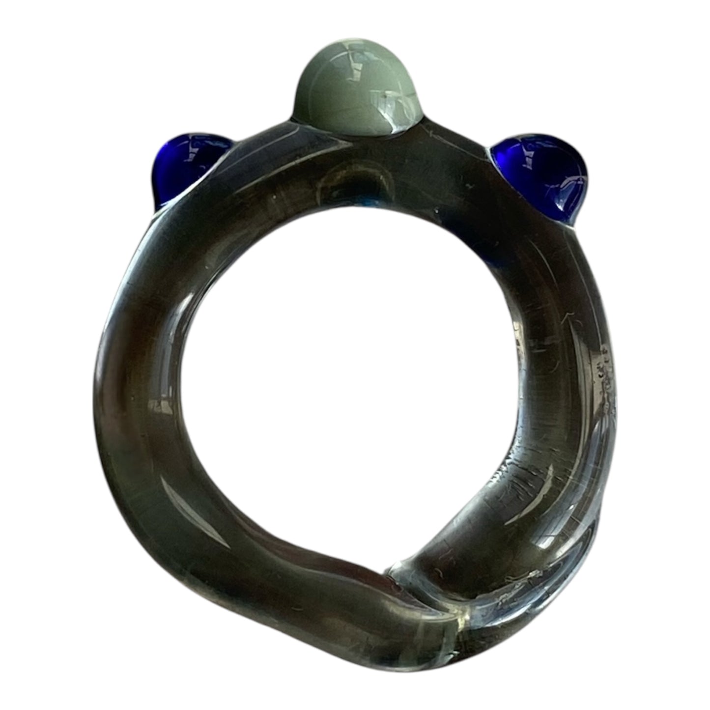 Dark Grey Sage Blue Bubble Ring