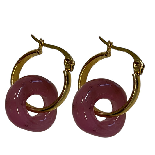 Mauve Donut Drop Hoops