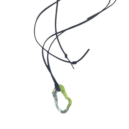 Organic Murano Glass Charm Rope Tie Necklace.