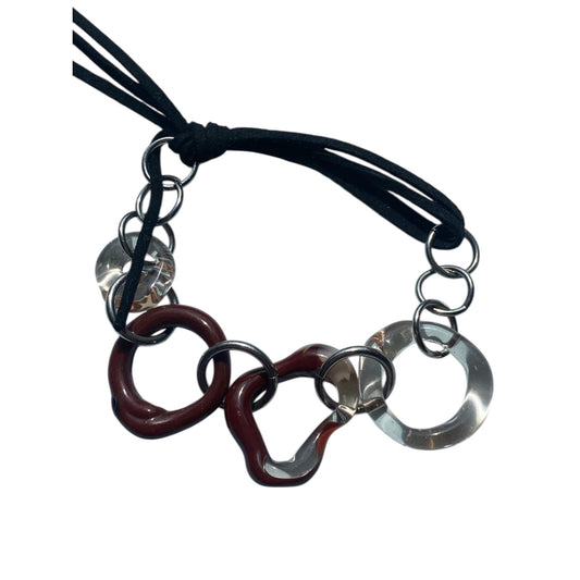 Organic Shape Murano Glass Bracelet, Brown and Pink.