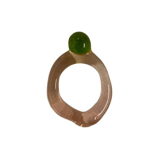 Clear Pink Green Single Bubble Murano Glass Bubble Ring.